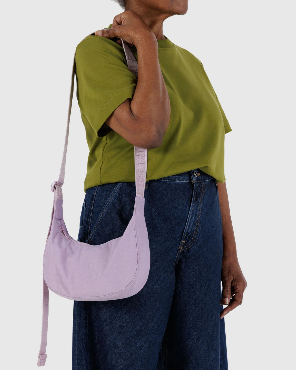 Small Nylon Crescent Bag Dusty Pink