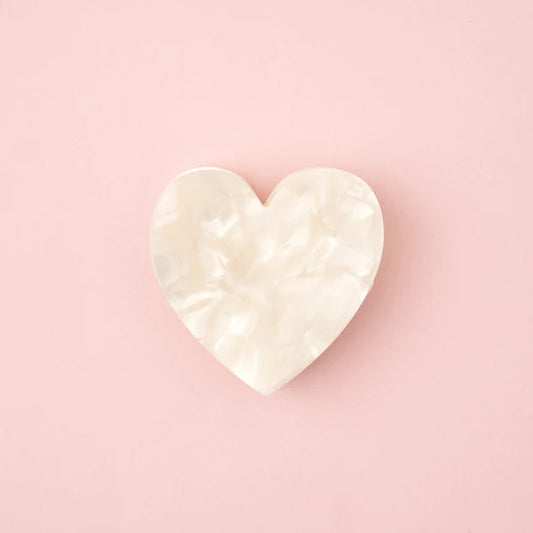 White Heart Mini Hair Claw