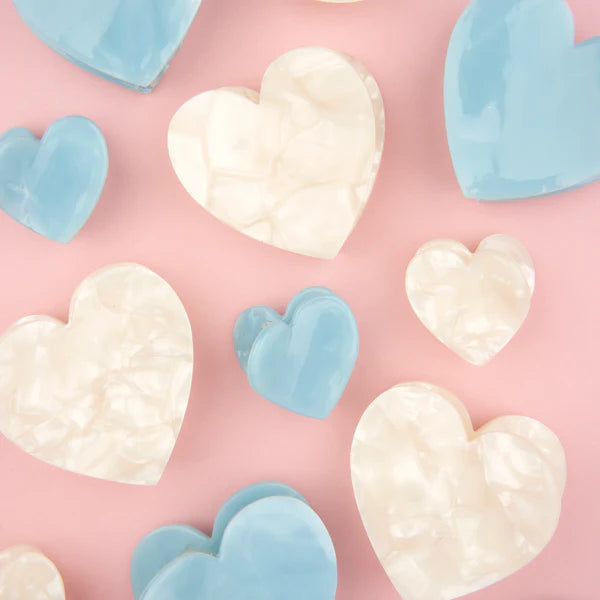 White Heart Mini Hair Claw