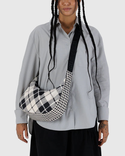 Medium Nylon CrescentBag Mixed Plaid
