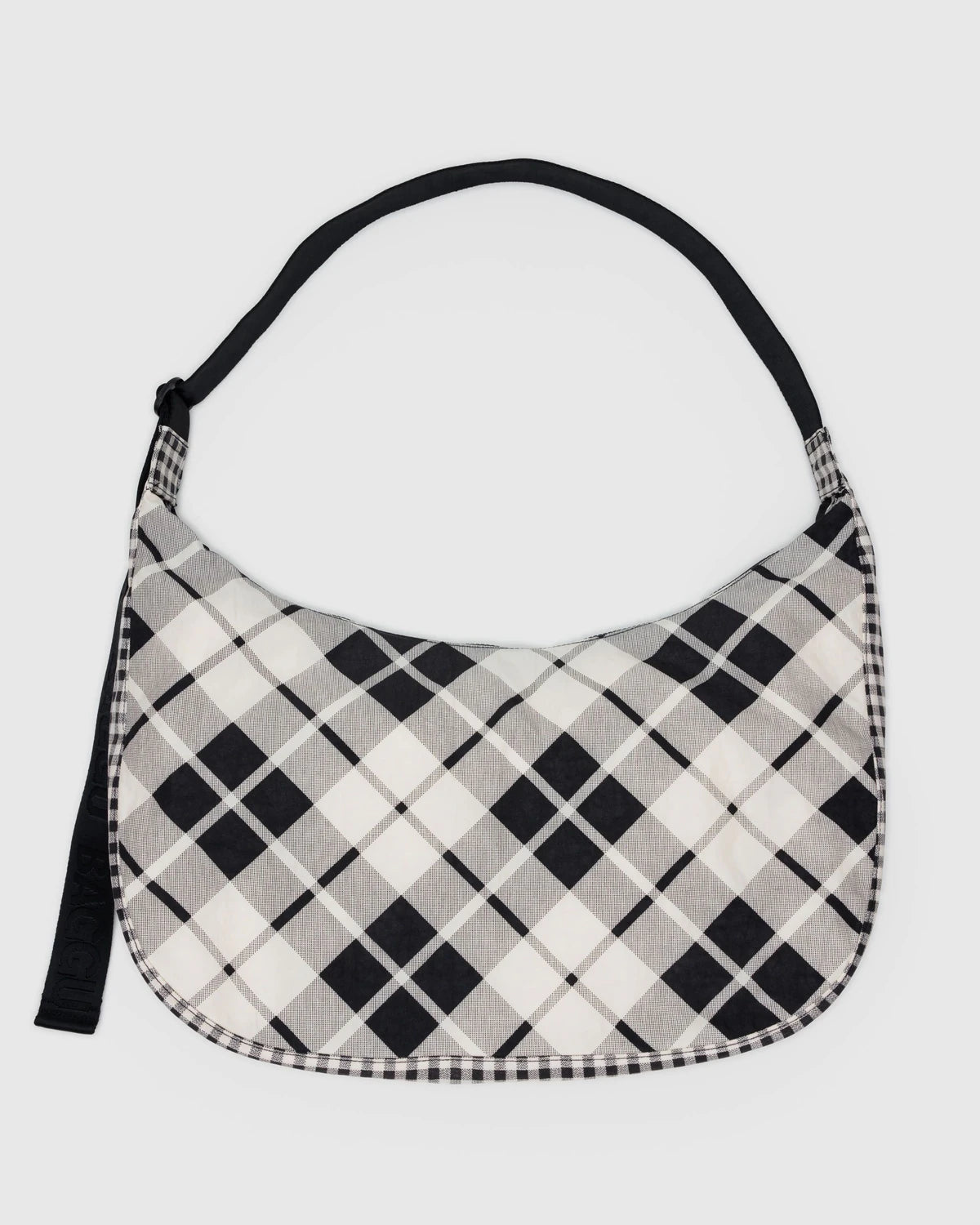Large Nylon Crescent Bag Mixed Plaid