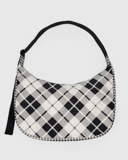 Large Nylon Crescent Bag Mixed Plaid