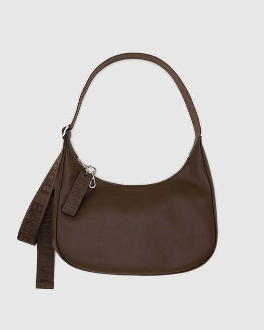 Medium Recycled Leather Crescent Bag  Brown