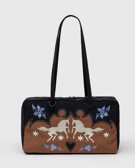 Medium Nylon Bowler Bag Western Appliqué