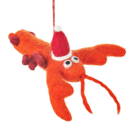 Handmade Felt Biodegradable Festive Lobster Tree Hanging Decoration