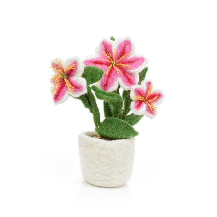 Handmade Felt Luscious Lily Pot Decoration