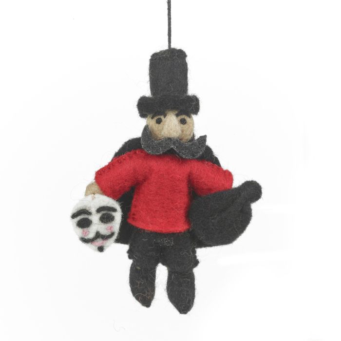 Handmade Felt Guy Fawkes Hanging Decoration