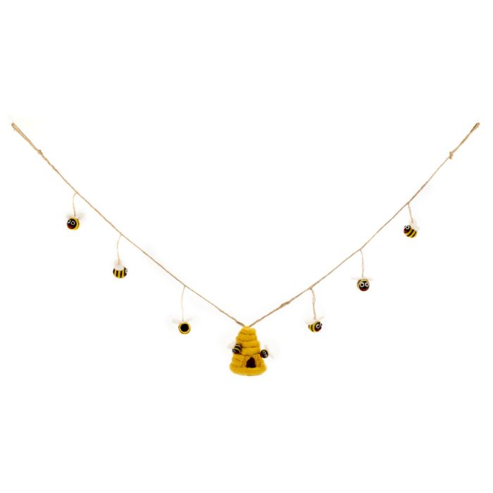 Handmade Biodegradable Felt Bumblebee Garland Home Decoration