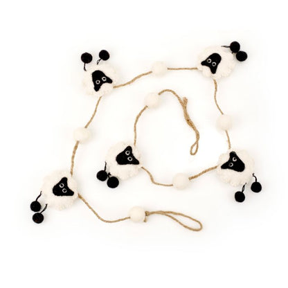 Handmade Biodegradable Felt Sheep Garland Farmyard Home Decoration