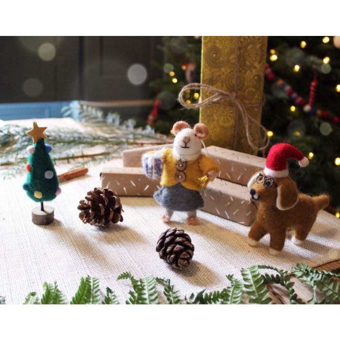 Handmade Felt Saint Nicholas the Dog Hanging Christmas Decoration