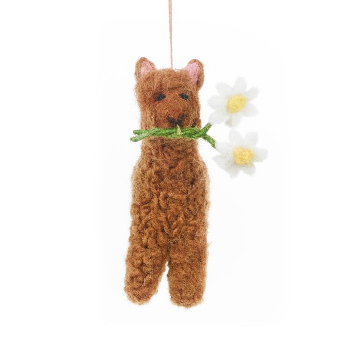 Handmade Felt Alison the Alpaca Hanging Decoration