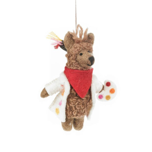 Handmade Felt Artist Alpaca Hanging Decoration