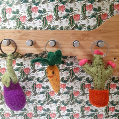 Handmade Felt Fair trade Aubergine Keyring