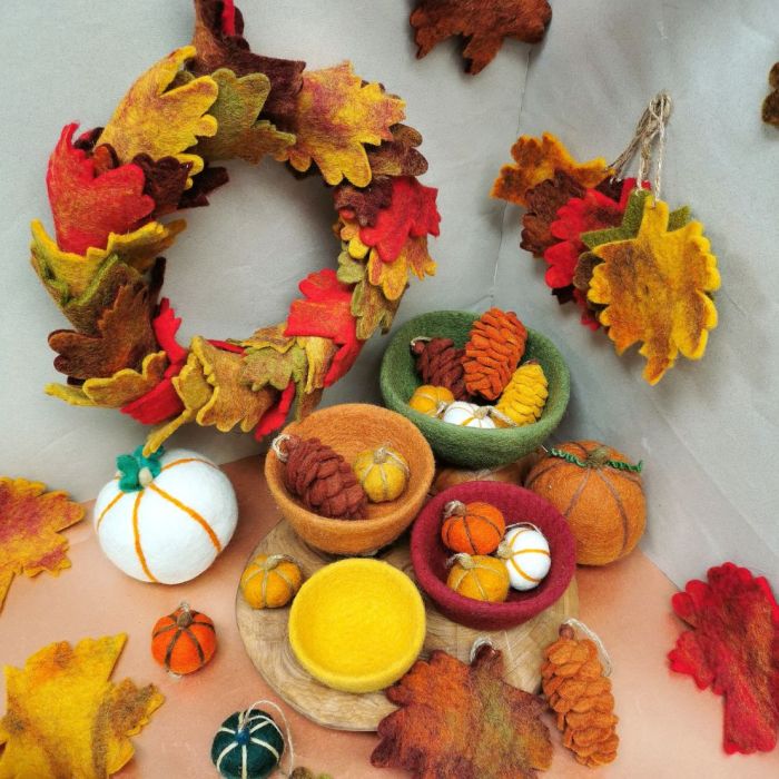 Handmade Felt Autumnal Trinket Dish Set