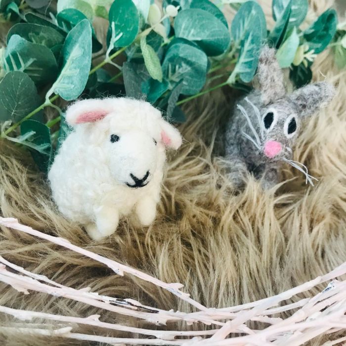 Handmade Needle Felt Barbara the Sheep Hanging Easter Decoration