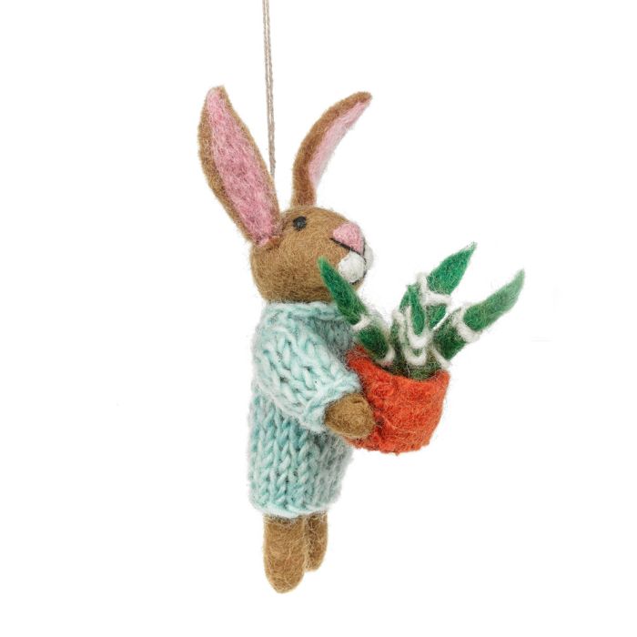 Handmade Felt Benjamin the Bunny Hanging Houseplant Decoration