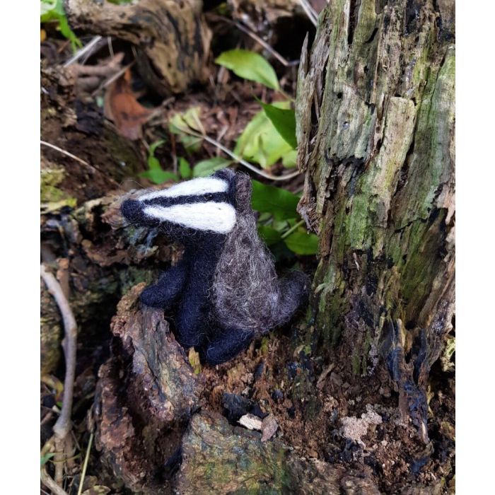 Handmade Felt Bertie Badger Hanging Biodegradable Decoration