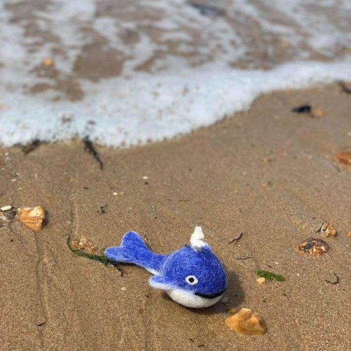 Handmade Felt Biodegradable Blue Whale Hanging Decoration
