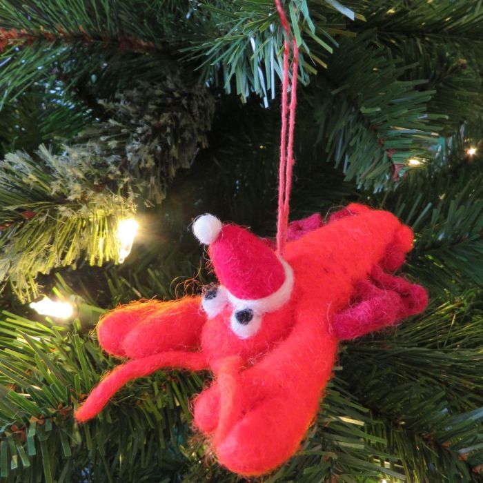 Handmade Felt Biodegradable Festive Lobster Tree Hanging Decoration