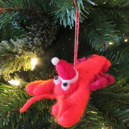 Handmade Felt Biodegradable Festive Lobster Tree Hanging Decoration
