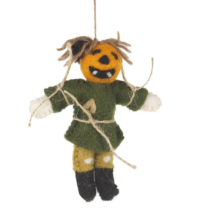 Épouvantail citrouille à suspendre en feutre biodégradable fait à la main, décoration d'Halloween