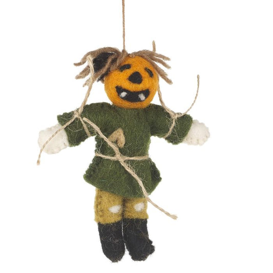 Épouvantail citrouille à suspendre en feutre biodégradable fait à la main, décoration d'Halloween