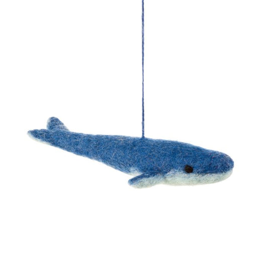 Décoration de baleine à suspendre en feutre biodégradable faite à la main The Big Blue