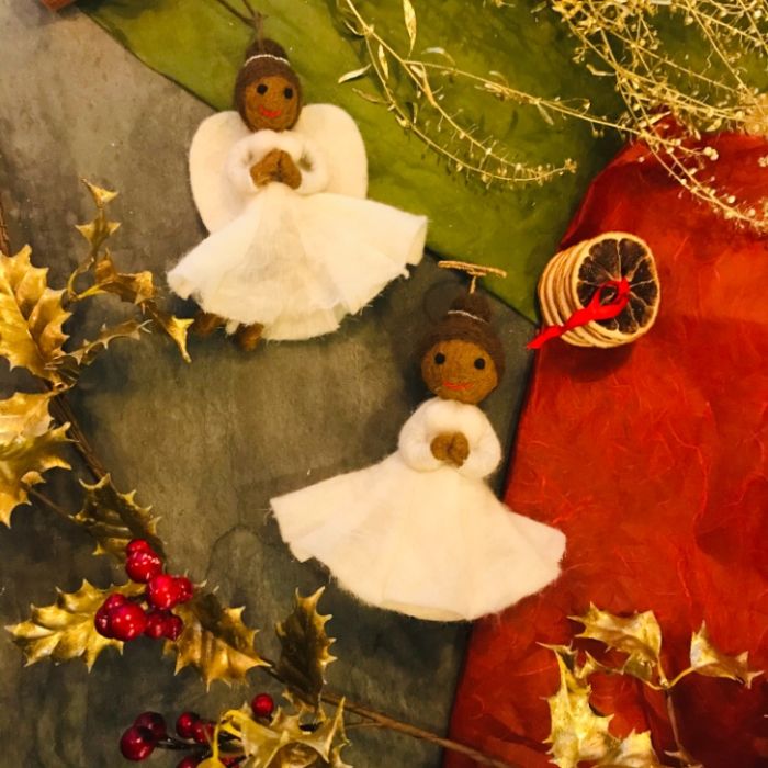 Handmade Felt Black Christmas Angel Tree Topper Decoration