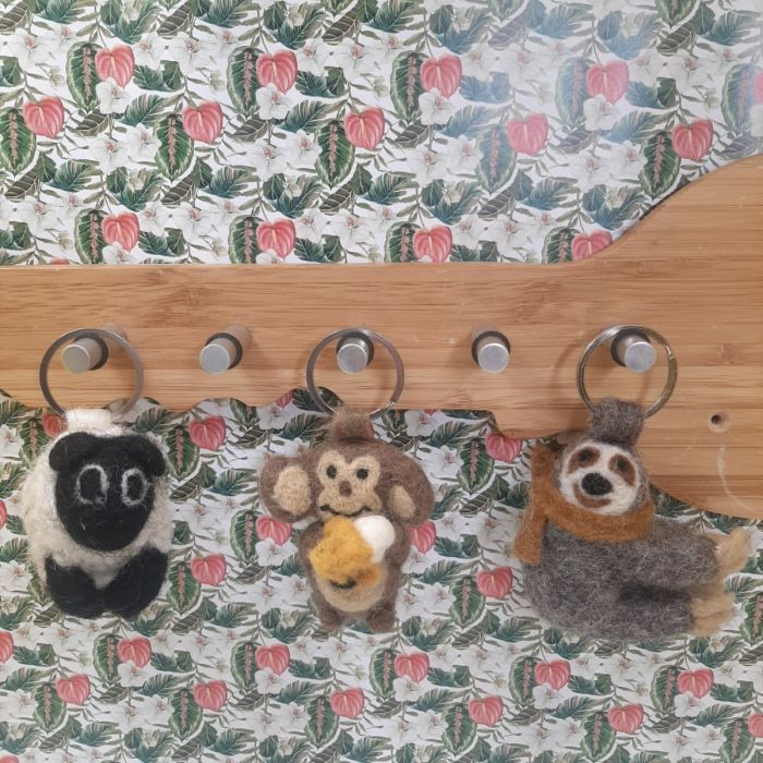 Handmade Fair Trade Needle Felt Black Sheep Keyring