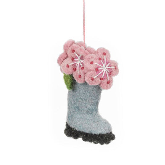Décoration de printemps à suspendre en feutre fait à la main pour bottes Wellington fleuries