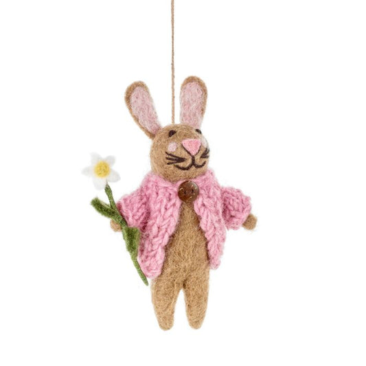 Décoration de Pâques à suspendre en feutre fait main Blossom le lapin