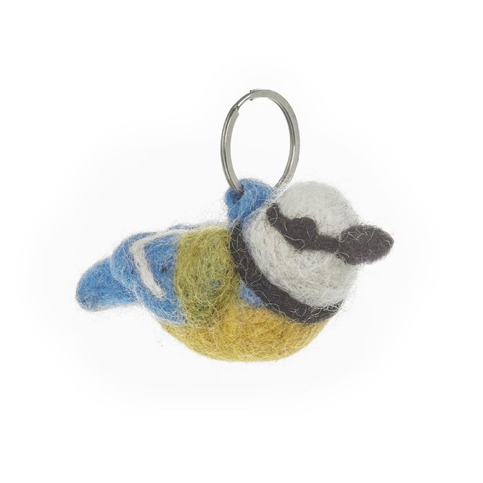 Handmade Felt Fairtrade Blue Tit Keyring