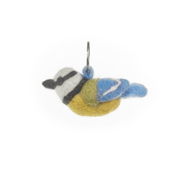 Handmade Felt Fairtrade Blue Tit Keyring