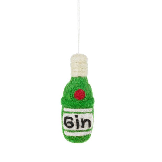 Handmade Felt Bottle of Gin Hanging Decoration