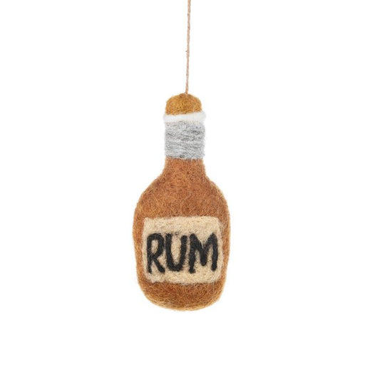 Handmade Felt Bottle of Rum Hanging Decoration