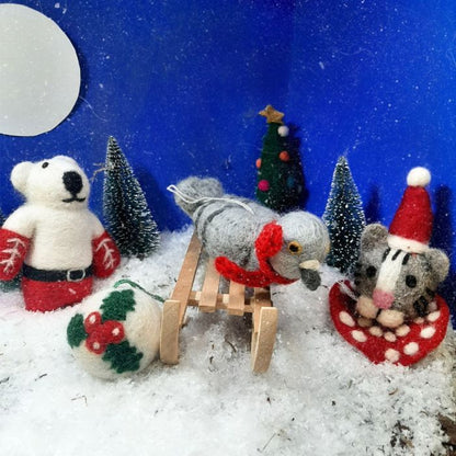 Handmade Felt Boxing Polar Bear Hanging Decoration