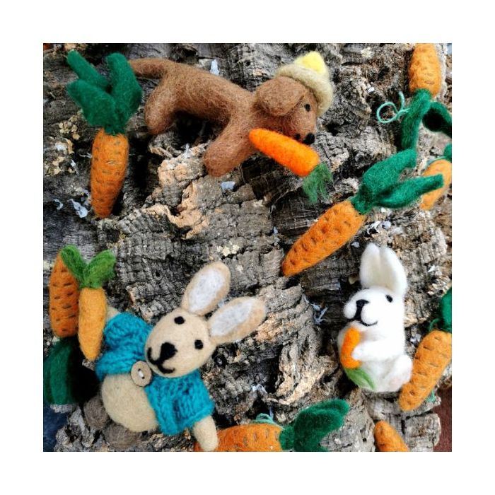 Handmade Bunny with Carrot Hanging Felt Easter Decoration
