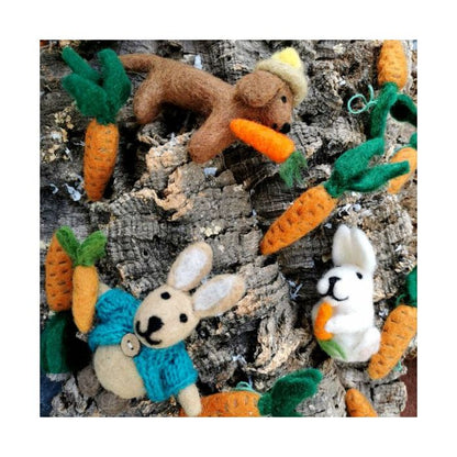 Handmade Bunny with Carrot Hanging Felt Easter Decoration
