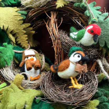Handmade Felt Byron Bird Watcher Hanging Decoration