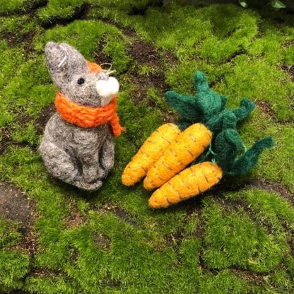 Handmade Bunny with Orange Scarf Hanging Felt Decoration