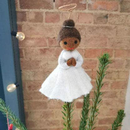 Handmade Felt Black Christmas Angel Tree Topper Decoration
