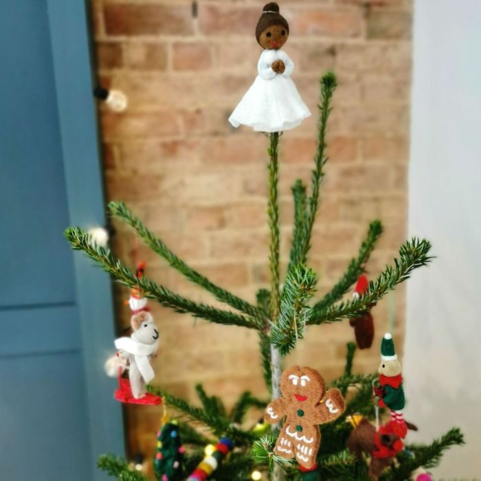 Handmade Felt Black Christmas Angel Tree Topper Decoration