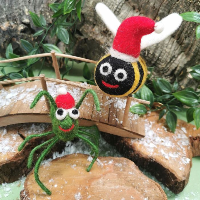 Handmade Felt Biodegradable Christmas Big Bumblebee Tree Hanging Decoration