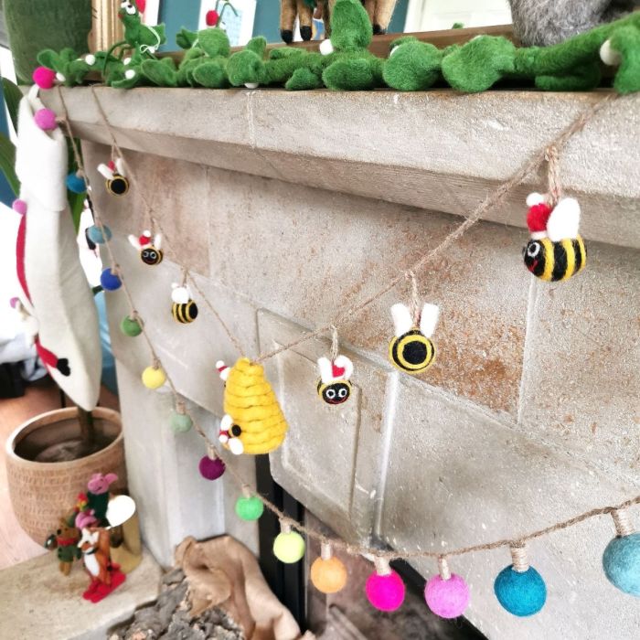 Handmade Felt 120cm Christmas Bumblebee Garland Home Decoration