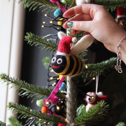 Handmade Felt Biodegradable Christmas Big Bumblebee Tree Hanging Decoration