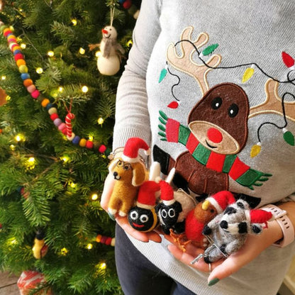 Handmade Felt Saint Nicholas the Dog Hanging Christmas Decoration