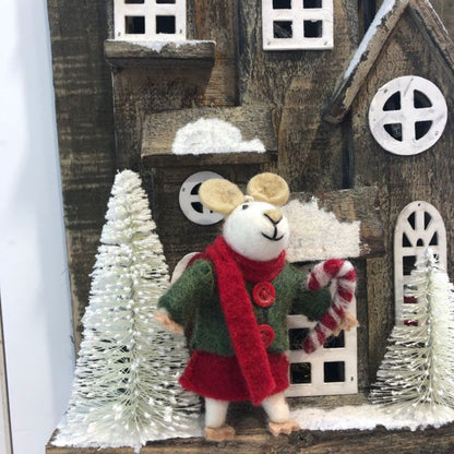Handmade Felt Biodegradable Christmas Mouse Tree Hanging Decoration