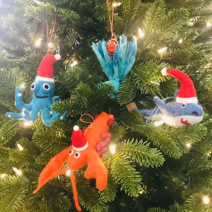 Handmade Felt Biodegradable Festive Lobster Tree Hanging Decoration