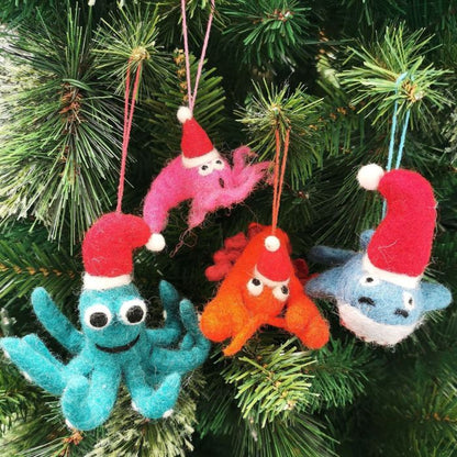 Handmade Felt Biodegradable Festive Lobster Tree Hanging Decoration