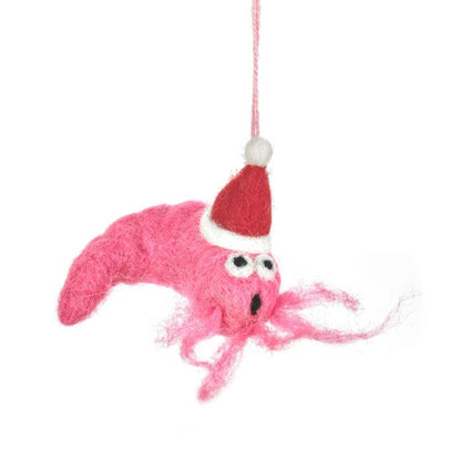 Décoration de Noël suspendue en feutre fait main en forme de crevette